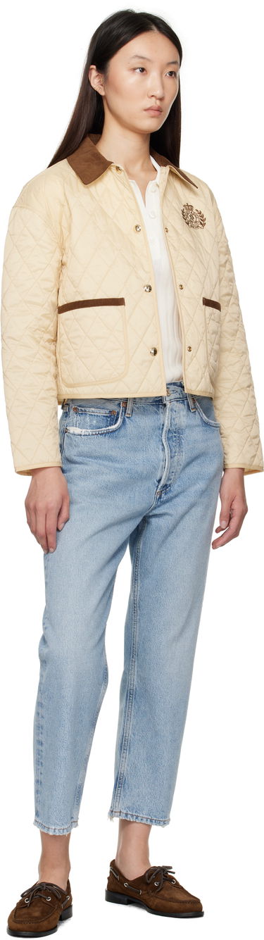 Bunda Sporty & Rich Sporty & Rich H&W Crest Cropped Quilted Jacket Béžová | OW027620241CR01, 3