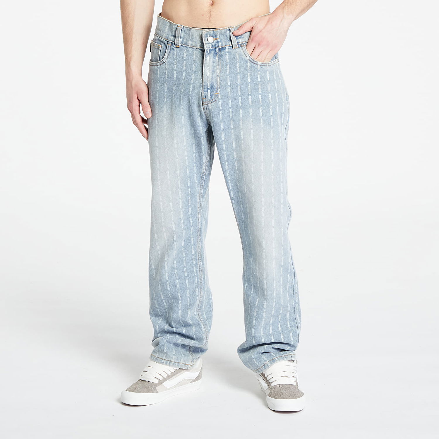 Džínsy Pleasures Impact Pinstripe Denim Jeans Tyrkysová | P23W005 BLUE, 0