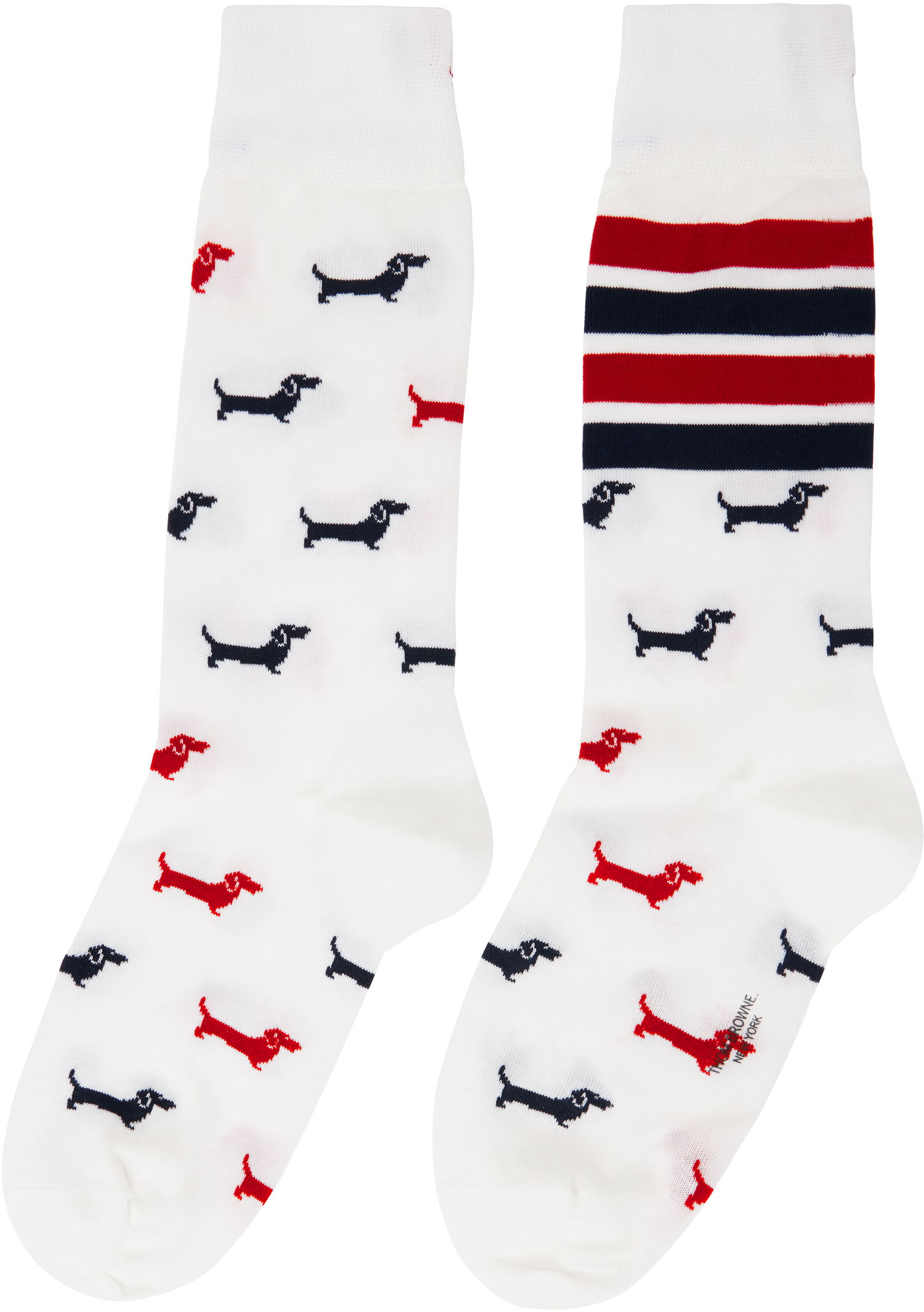 Ponožky Thom Browne Thom Browne Hector Mid Calf Socks with 4-Bar Stripes Biela | MAS200B-Y3012, 1