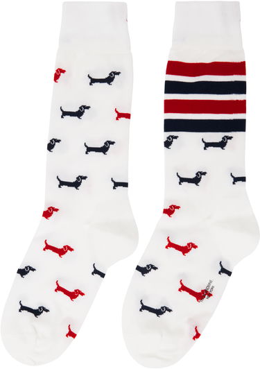 Ponožky Thom Browne Thom Browne Hector Mid Calf Socks with 4-Bar Stripes Biela | MAS200B-Y3012, 1