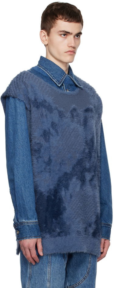 Sveter Feng Chen Wang Feng Chen Wang Landscape Painting Vest and Denim Jacket Set Modrá | FUF16KT03, 1
