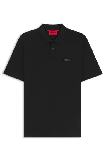 Polo tričko BOSS HUGO Piqué Polo Shirt with Logo Appliqué Čierna | 50542830