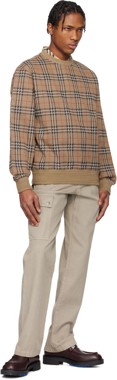 Sveter Burberry Burberry Check Cotton Blend Sweater Hnedá | 8102882, 3