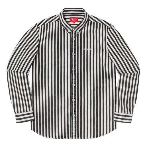 Košeľa Supreme Striped Denim Button-Up Shirt Čierna | SUP-FW19-502, 0