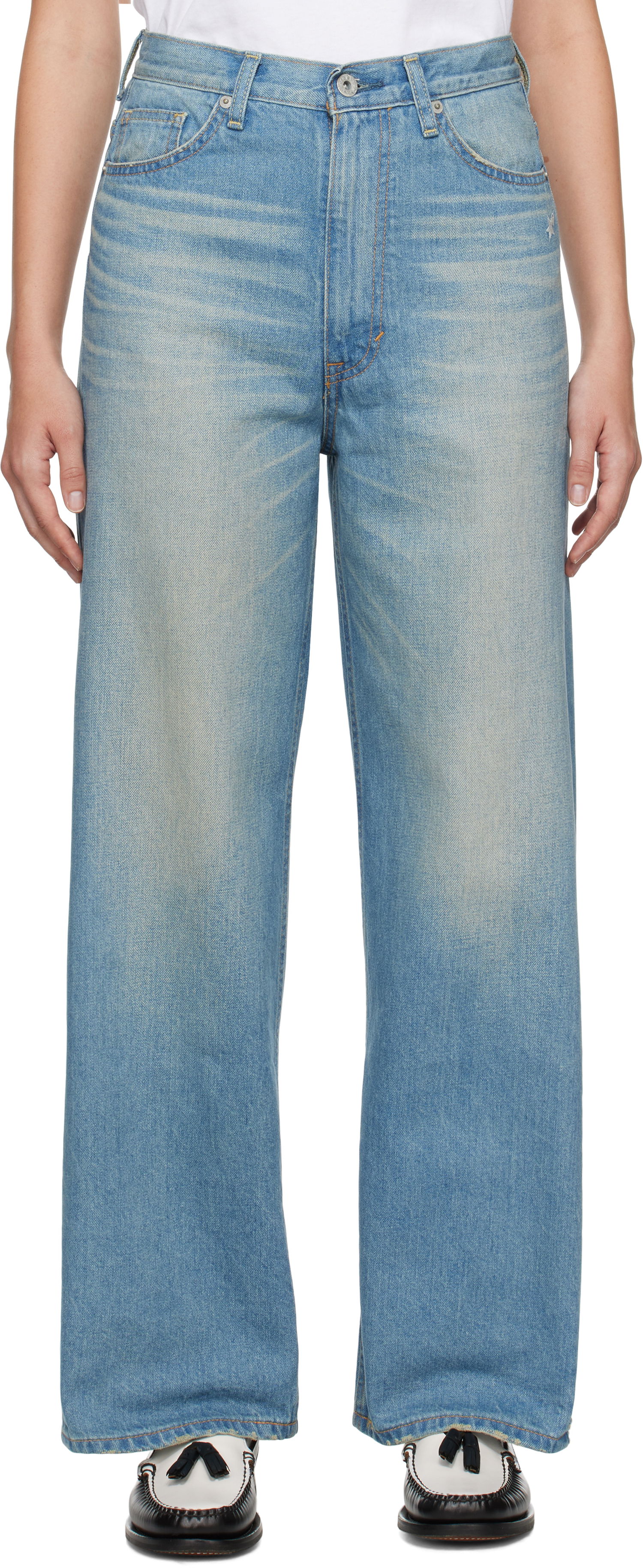 Džínsy BAPE Stone Washed Denim Jeans Modrá | 001DPK802002L, 0