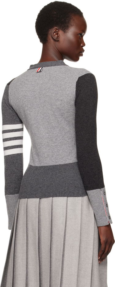 Sveter Thom Browne Funmix 4-Bar V-Neck Cardigan Šedá | FKC001F-00011, 2