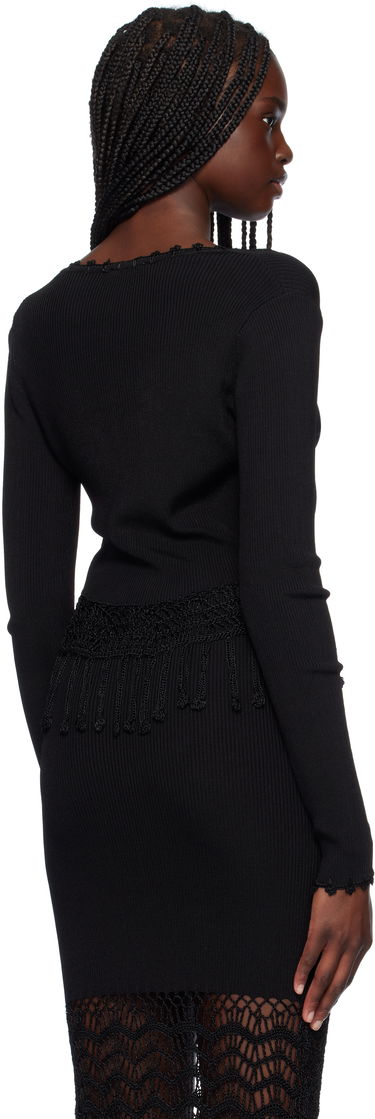 Sveter GANNI Ganni Shiny Viscose Crochet Cardigan Čierna | K2433, 2