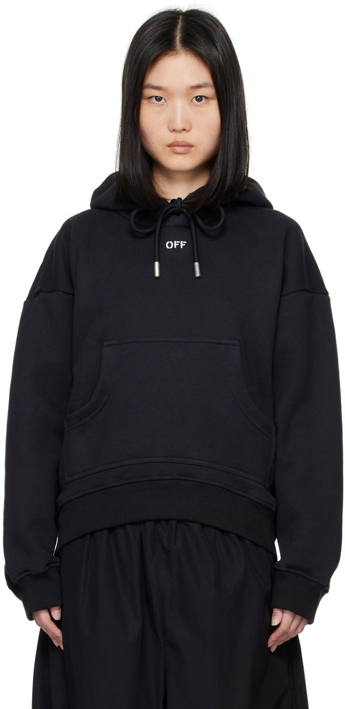 Mikina Off-White Black Off Stamp Round Hoodie Čierna | OWBB061C99FLE0011001