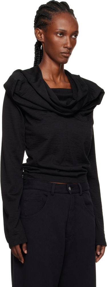Tričko Maison Margiela MM6 Maison Margiela Wool Jersey Cowl Neck Long Sleeve Top Čierna | S52NH0031 M20124, 1