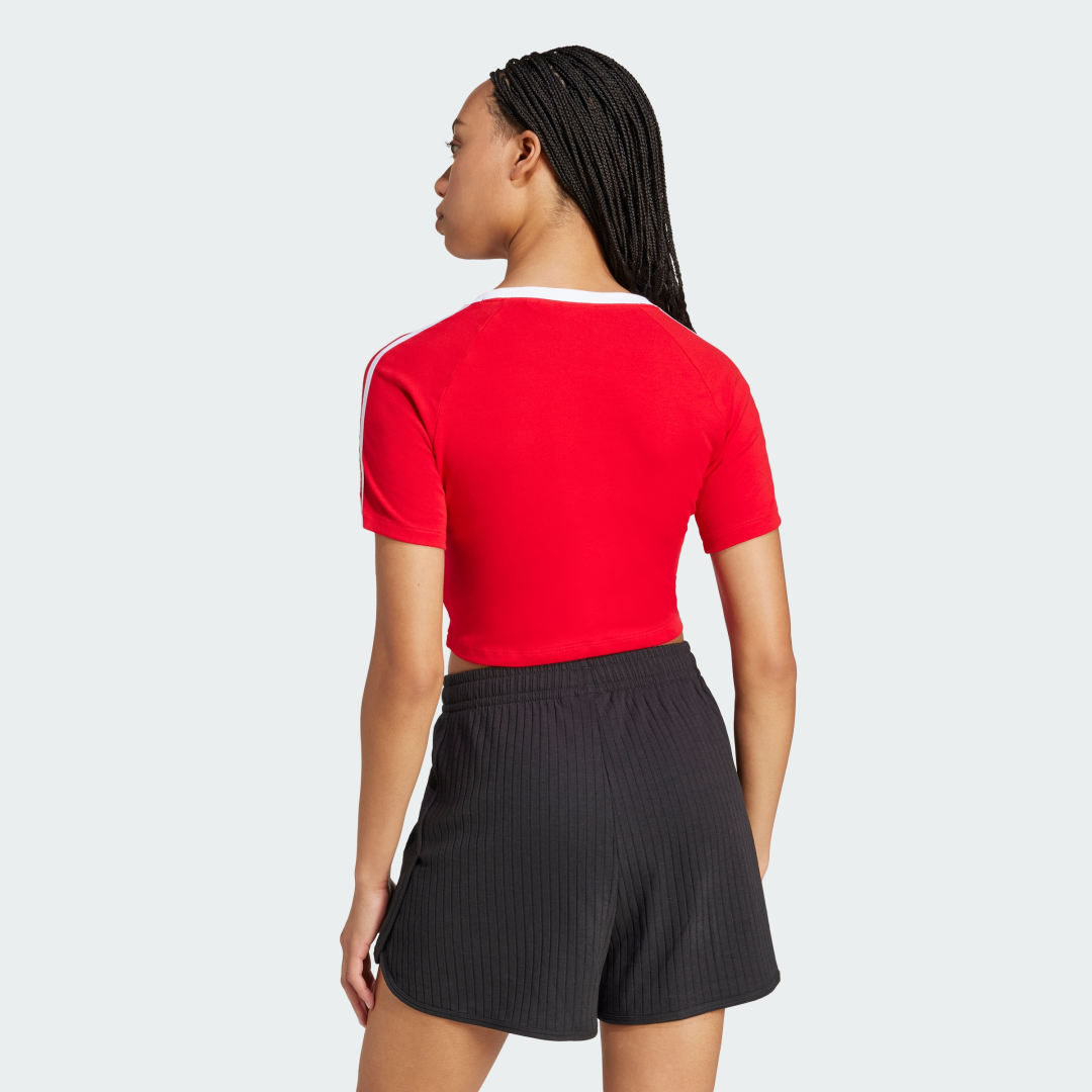 Crop Top adidas Performance 3-Stripes Crop T-Shirt Červená | JD0303, 1