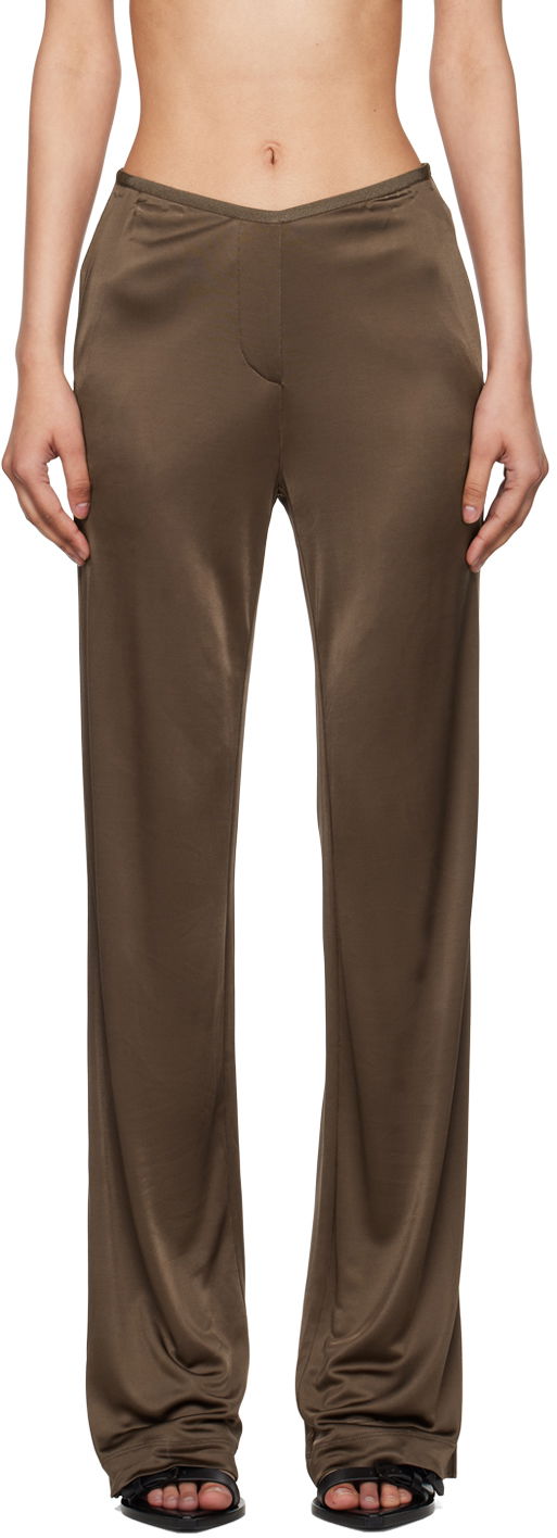 Nohavice Helmut Lang Helmut Lang Car Satin Trousers Hnedá | O02HW205, 0