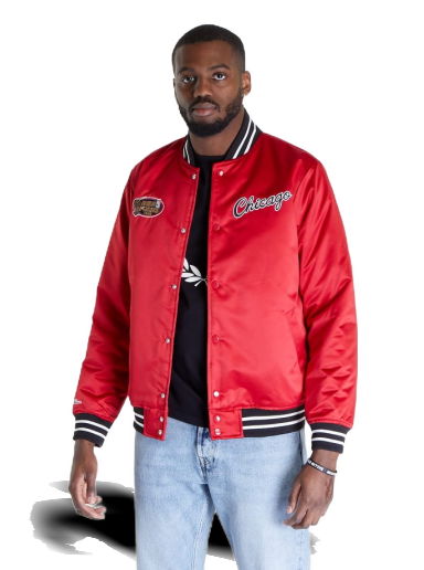 Bomber bunda Mitchell & Ness Heavyweight Satin Chicago Bulls Jacket Červená | OJBF3413-CBUYYPPPSCAR