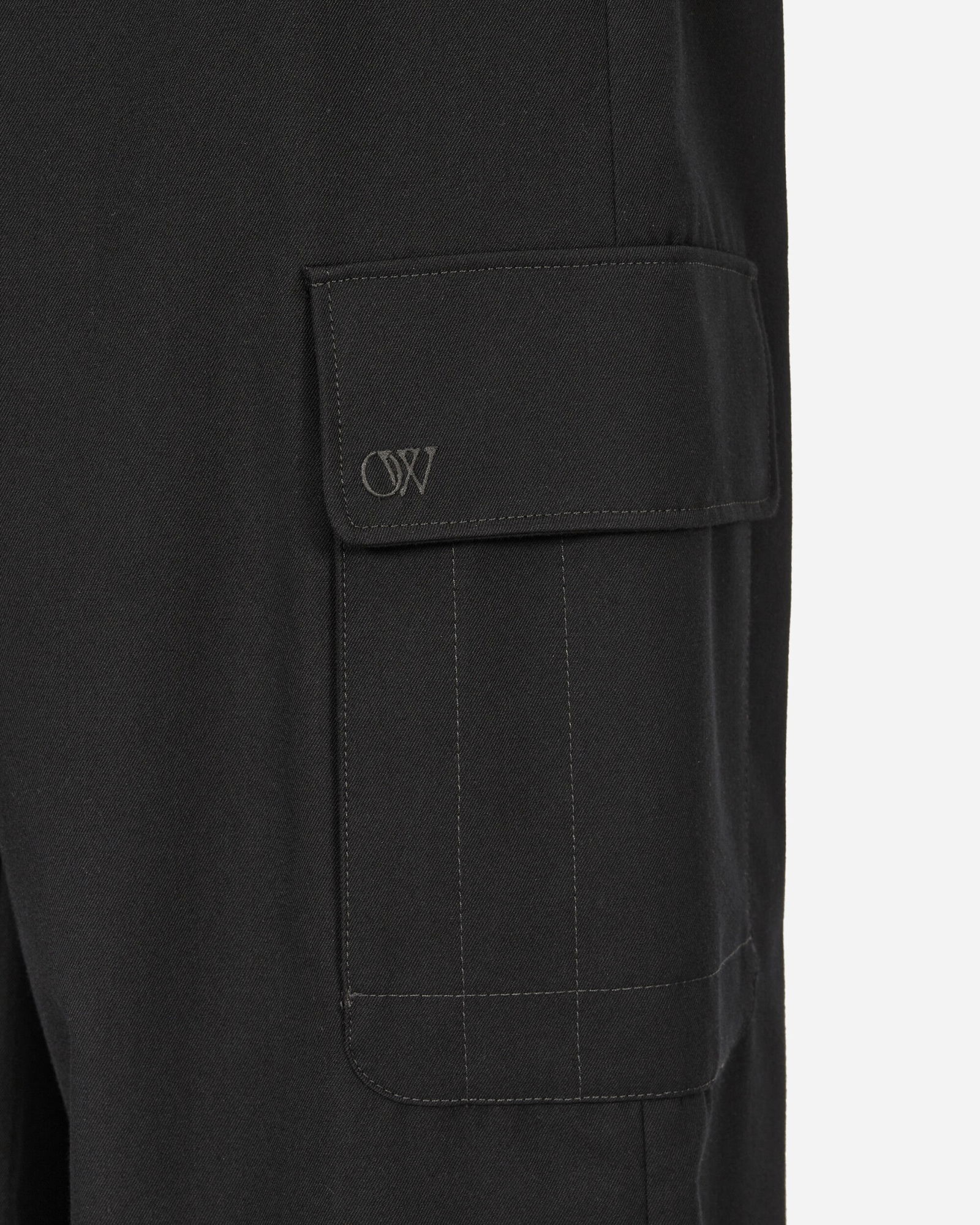 Embroidered Wool Cargo Pants Black