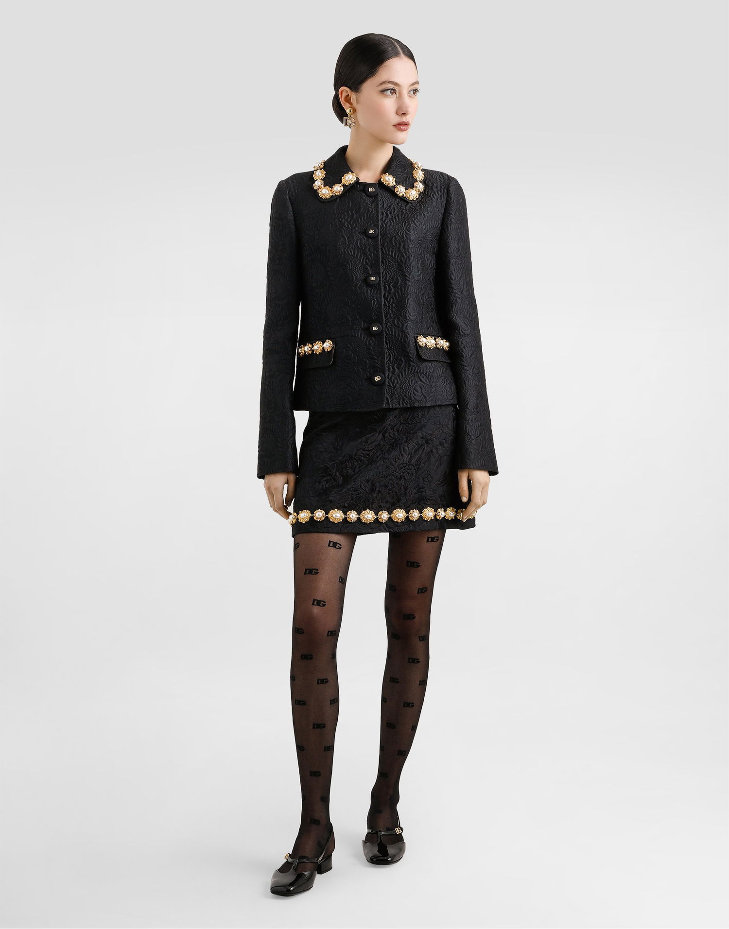 Sukňa Dolce & Gabbana Dolce & Gabbana Brocade Miniskirt with Jewel Embellishments Čierna | F4A8CZHJMQON0000, 1