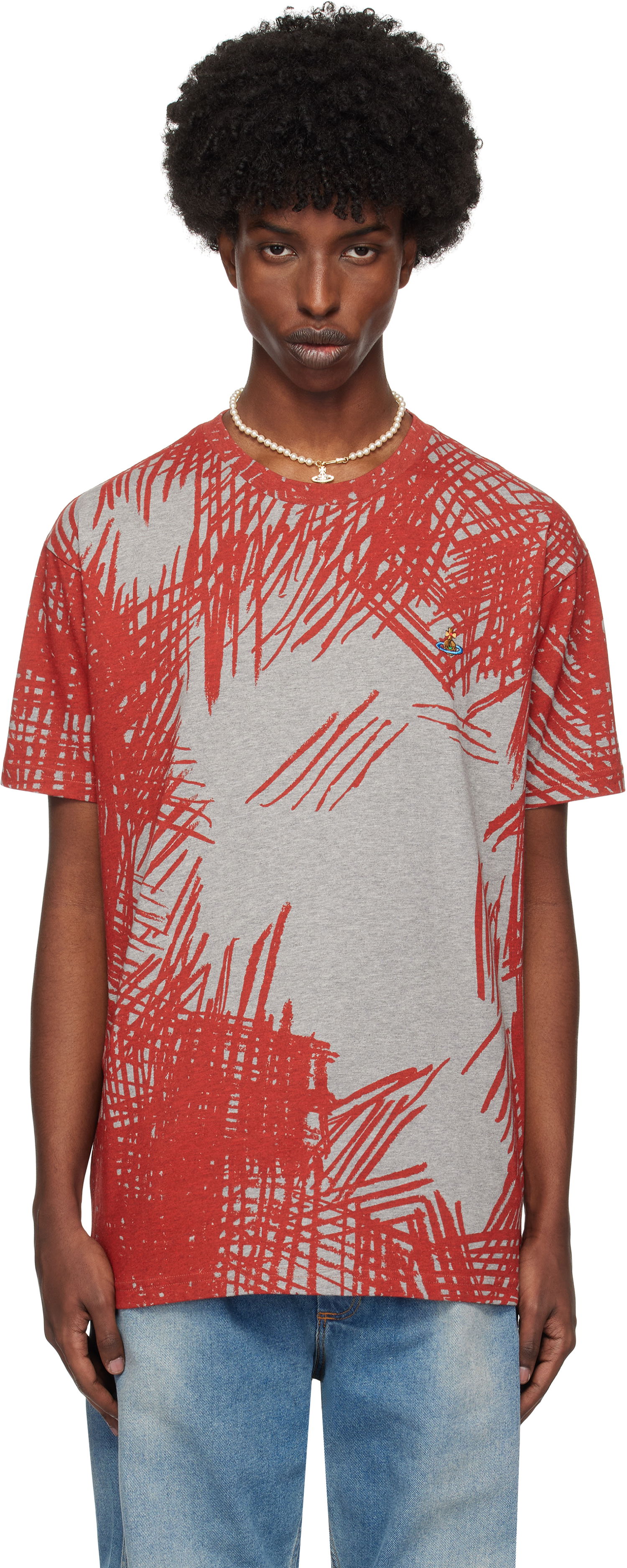 Tričko Vivienne Westwood Scratch Classic T-shirt Šedá | 3G01002L-J001M-, 0