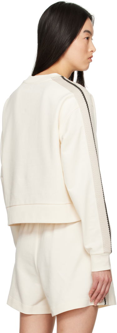 Sveter Moncler Moncler Cropped Sweatshirt with Striped Trim Biela | K10938G0003389A1K, 2