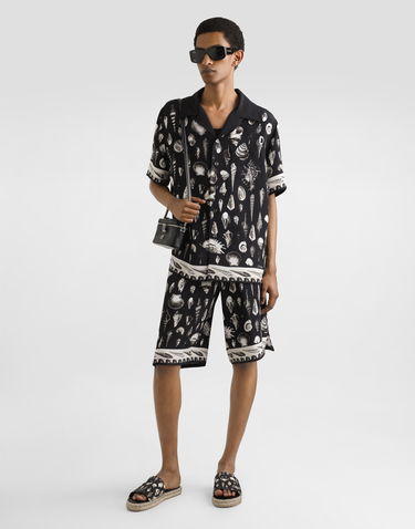 Šortky Dolce & Gabbana Dolce & Gabbana Shell-Print Crêpe Shorts Čierna | GV37ATHI1ZFHN5PI, 3