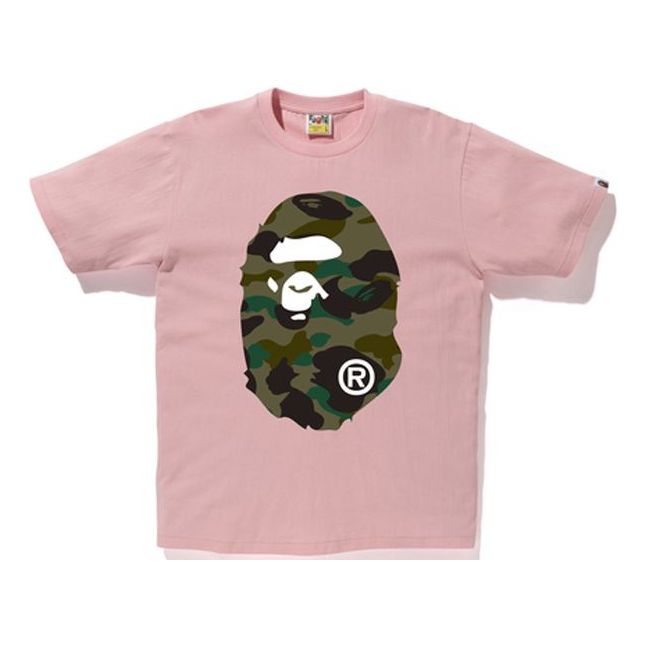 Tričko BAPE Bathing Ape Camouflage Ape Head Tee Ružová | 1D75-110-011