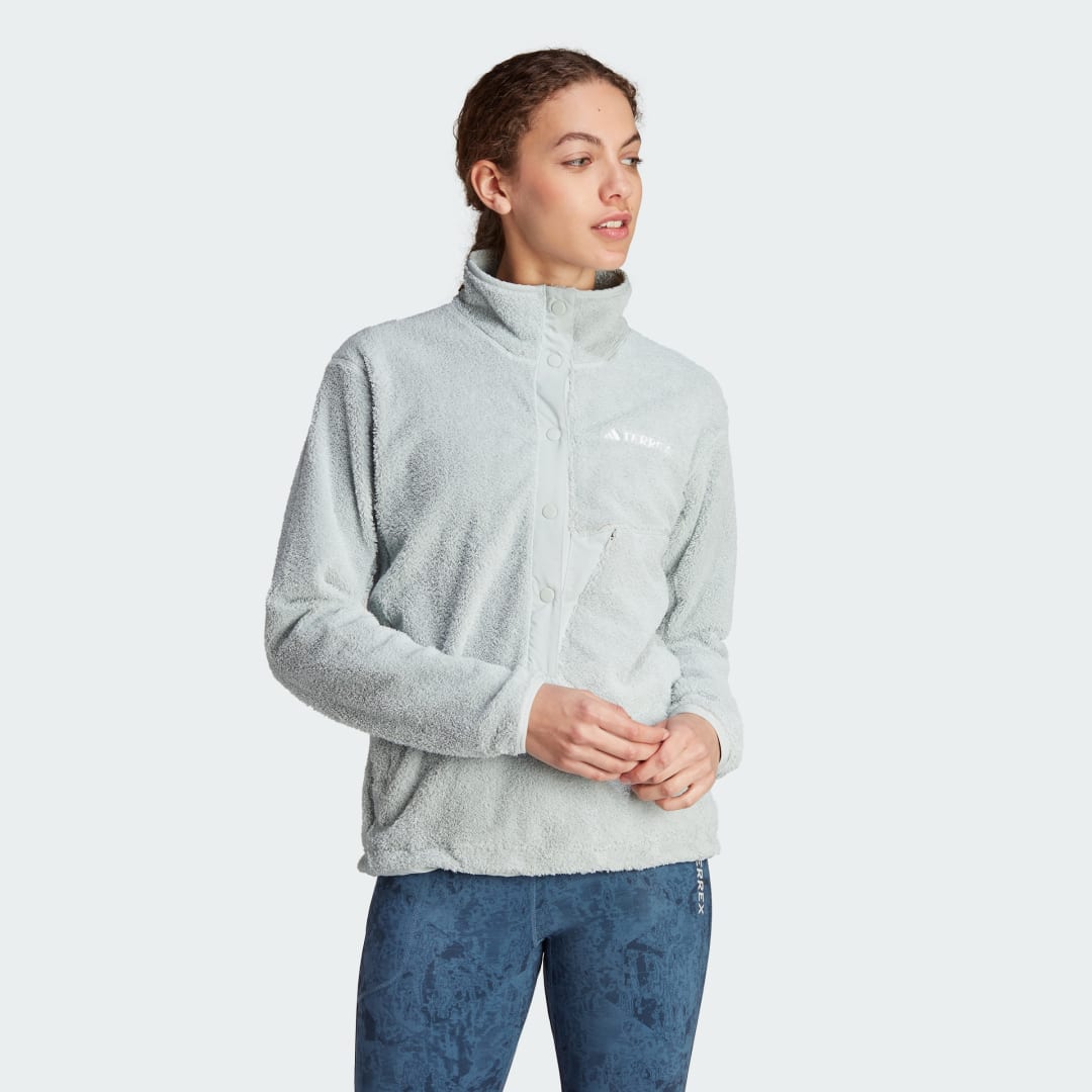 Mikina adidas Performance Terrex XPLORIC High-Pile-Fleece Pullover Šedá | IB1137, 1