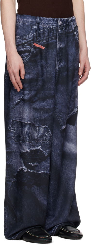 Džínsy Maison MIHARA YASUHIRO Maison MIHARA YASUHIRO TALKING ABOUT THE ABSTRACTION Edition Trompe-l'oeil Wide Leg Trousers Modrá | C14PT404, 1