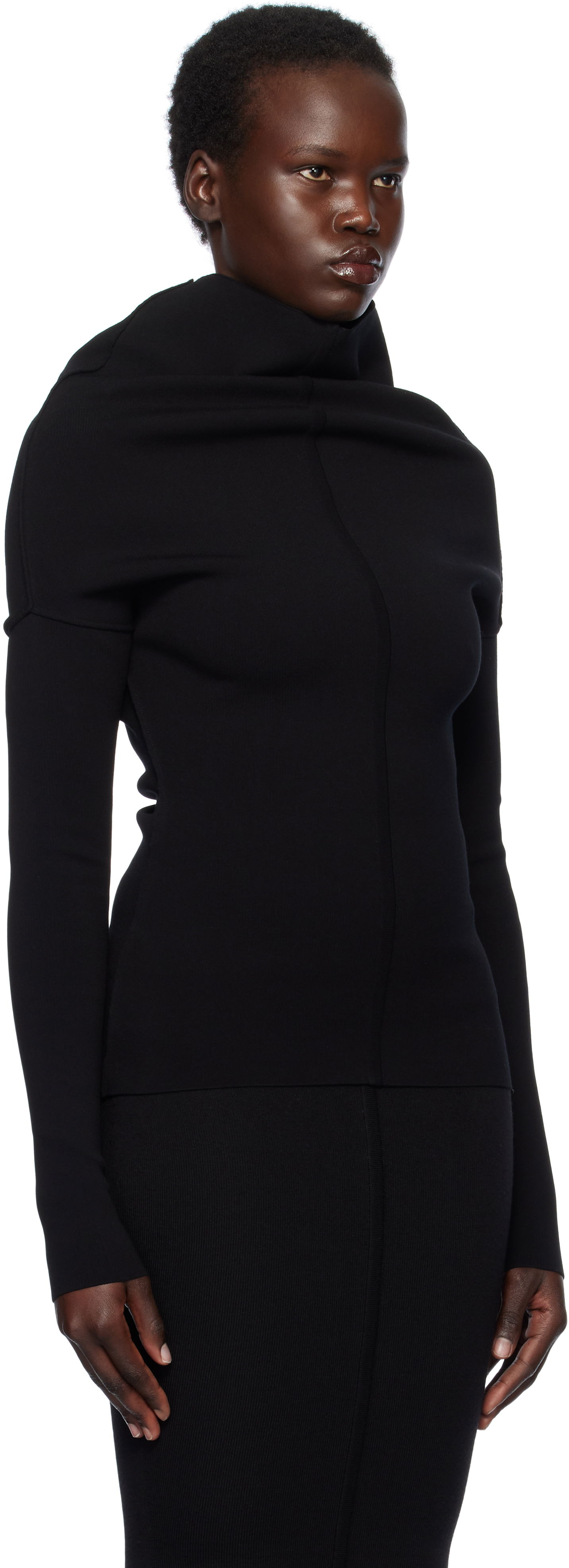Sveter Rick Owens Rick Owens Hollywood Draped Long Sleeve Turtleneck Top Čierna | RP01E7690 KST, 1