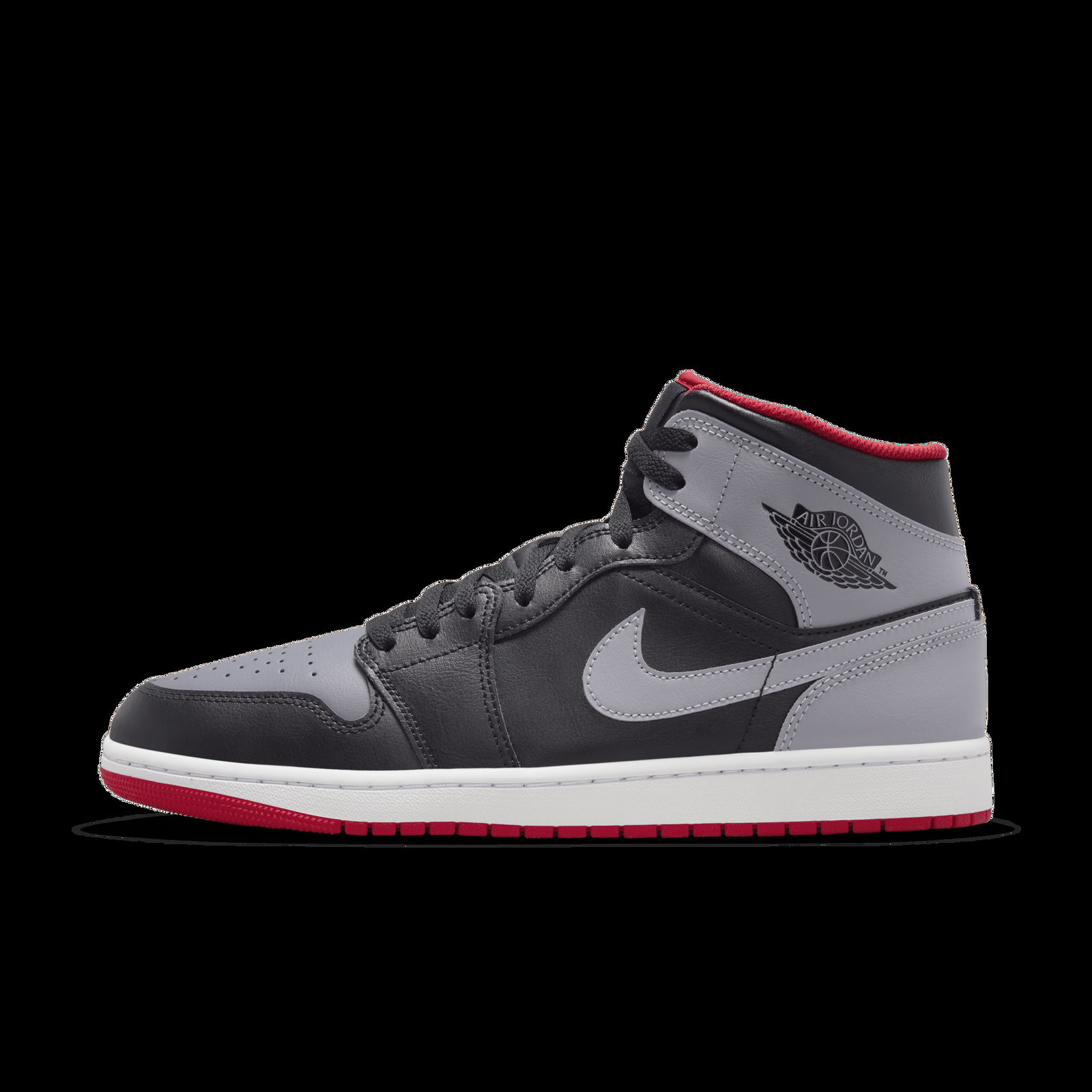 Air Jordan 1 Mid "Black/Cement Grey / Fire Red / Sail"