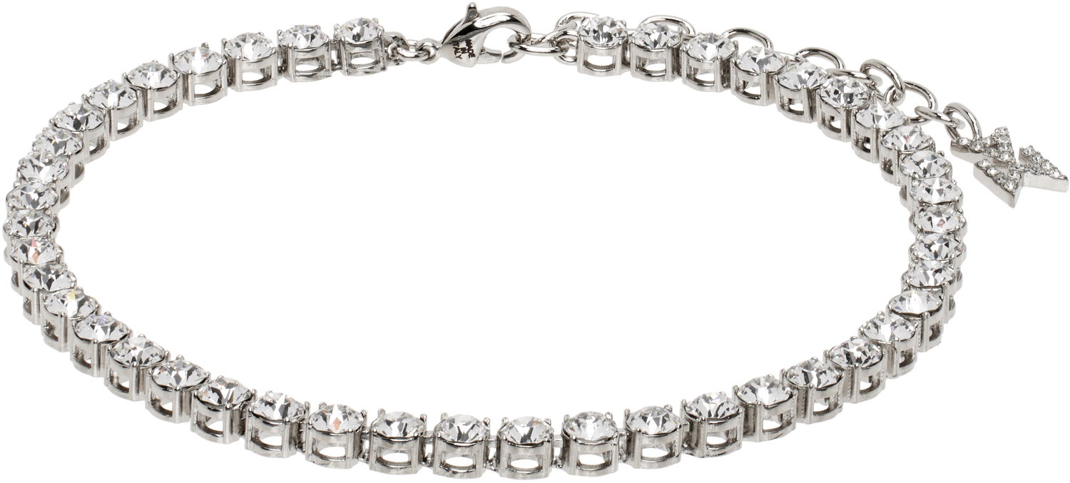Náramok Amina Muaddi Muaddi Silver Tennis Chain Anklet Metalická | TENNIS ANKLET, 0