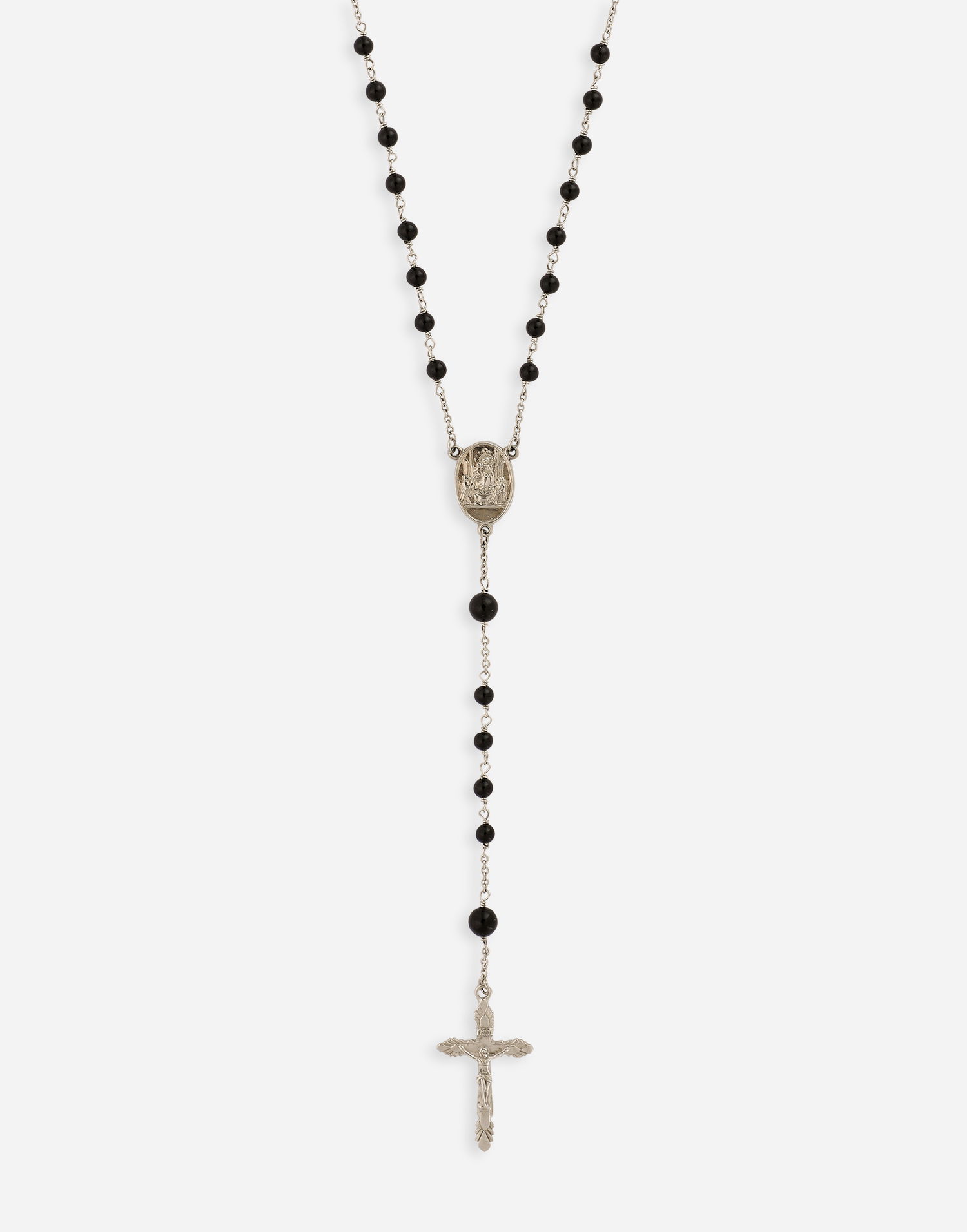 Náhrdelník Dolce & Gabbana Silver Rosary Necklace with Black Gemstones Čierna | WNG101W000187655, 1
