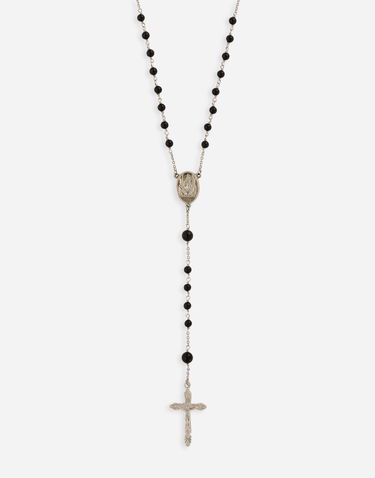 Náhrdelník Dolce & Gabbana Silver Rosary Necklace with Black Gemstones Čierna | WNG101W000187655, 1