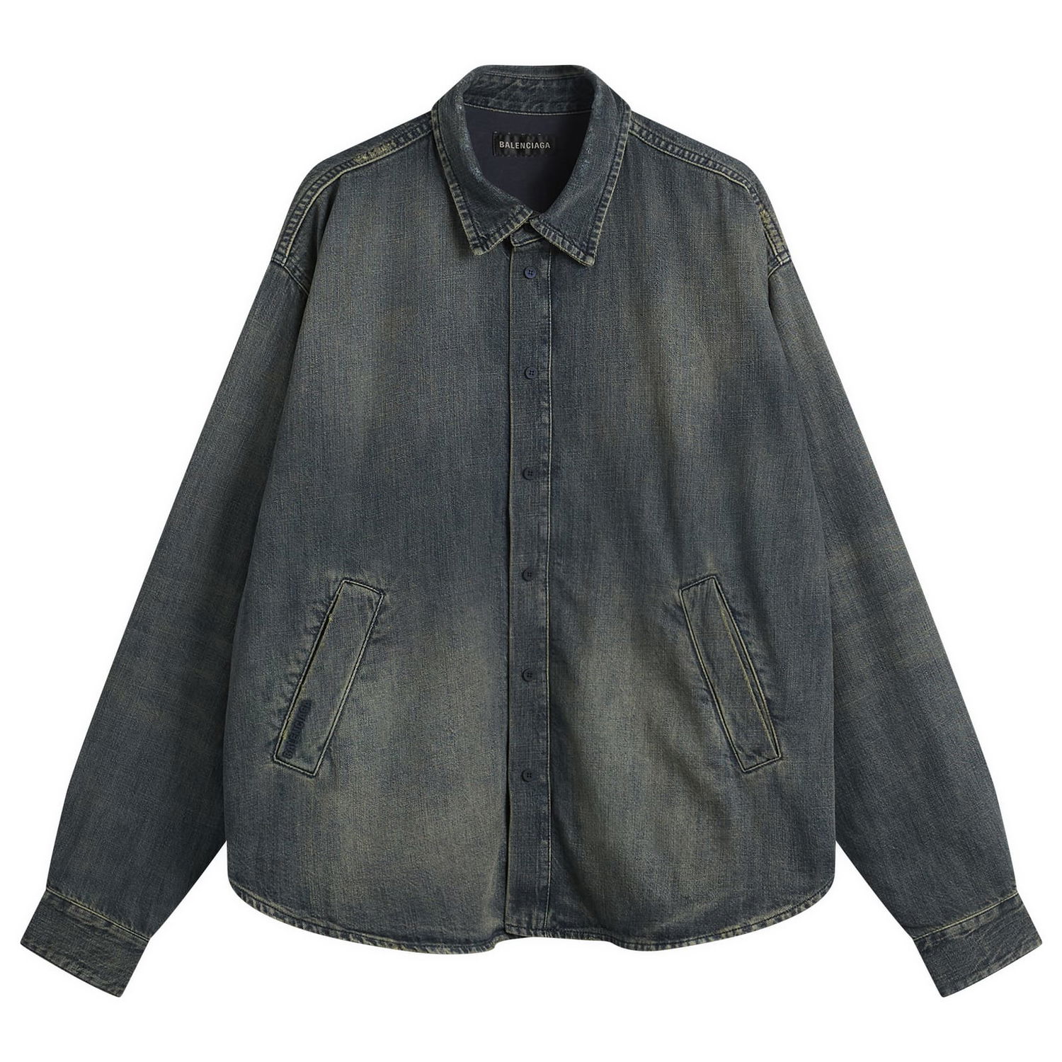 Košeľa Balenciaga Oversized Faded Denim Overshirt with Pockets Modrá | 849923-TTW76-3394, 0