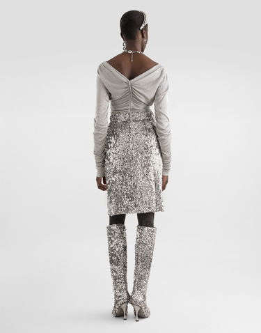 Dres Dolce & Gabbana Lamé Jersey Top Metalická | F7AM5THU7WCS0998, 2