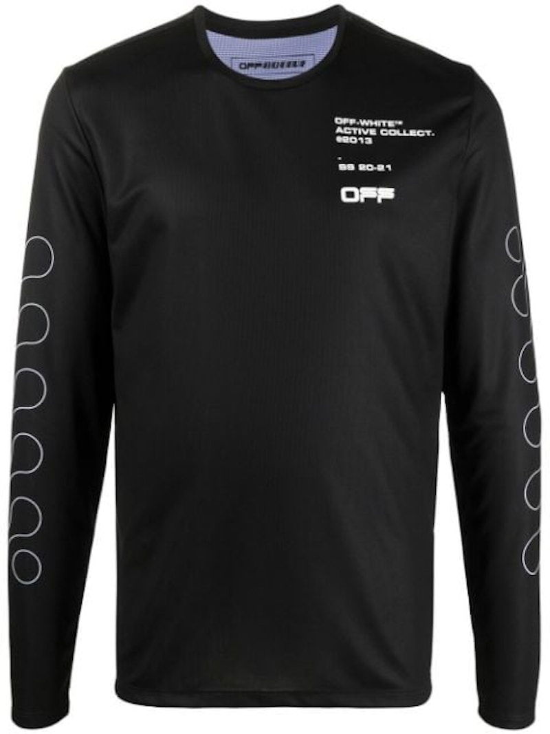 Tričko Off-White Active Diag L/S T-shirt Black/White Čierna | OMVB013V21FAB0021001
