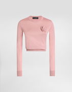 Dolce & Gabbana Silk Cropped Sweater with 3D Flower