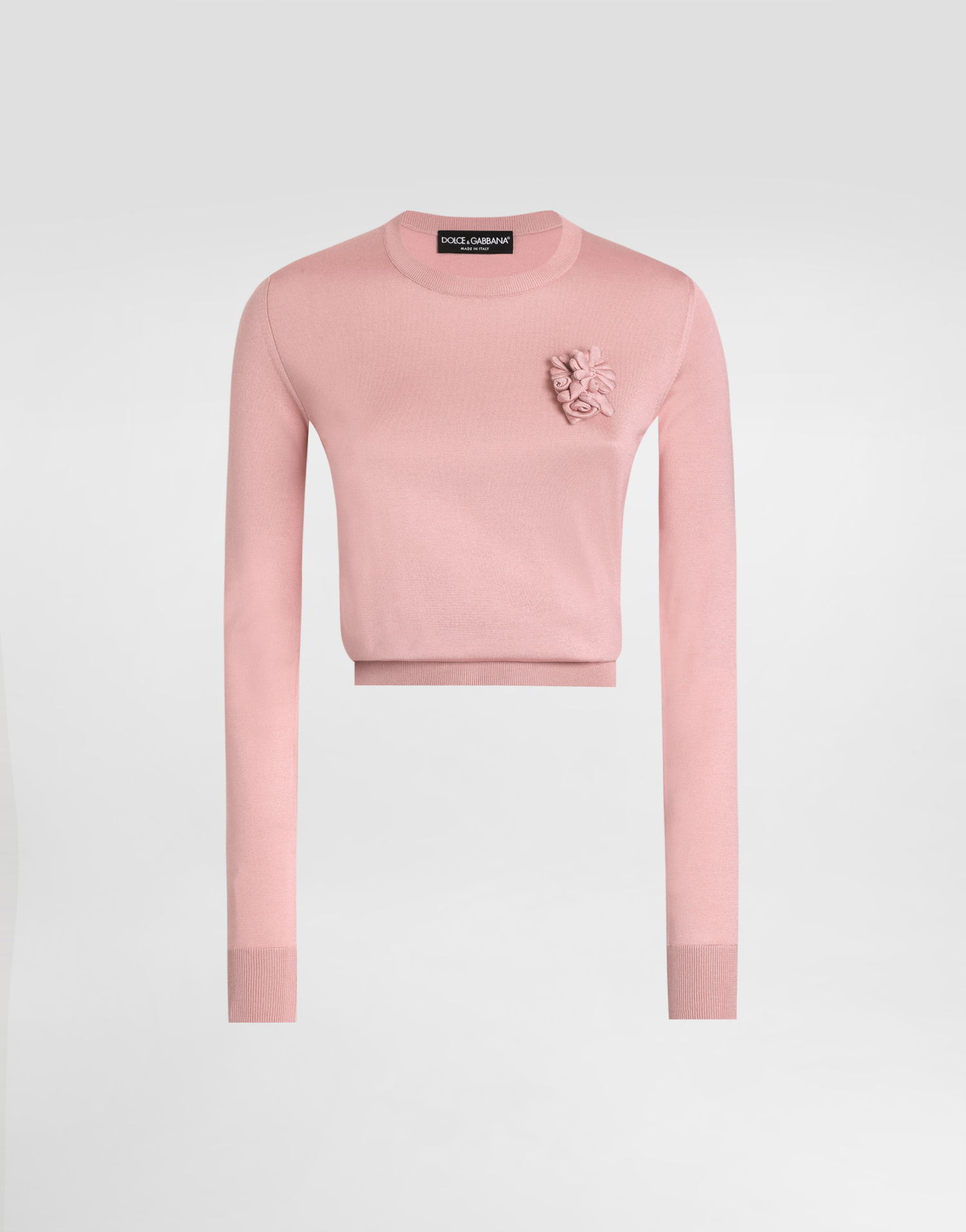 Sveter Dolce & Gabbana Dolce & Gabbana Silk Cropped Sweater with 3D Flower Ružová | FXX12ZJBSKYF0473, 0