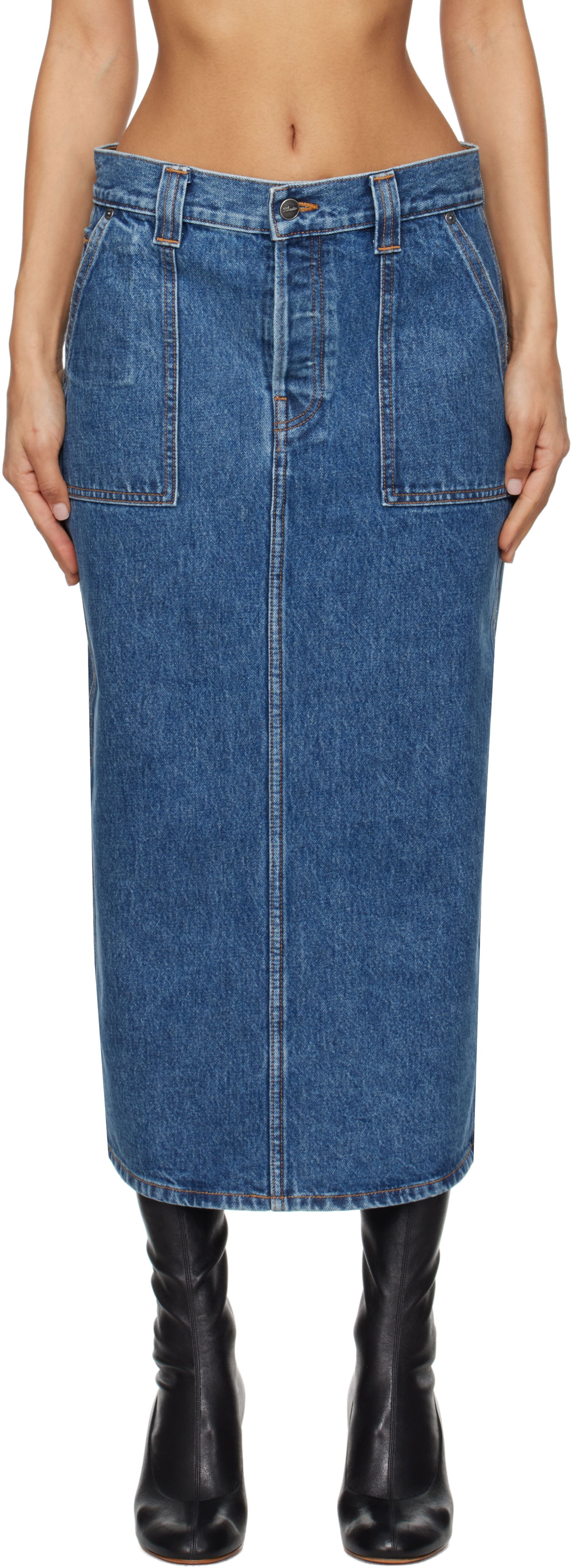 Sukňa Khaite Genevieve Denim Midi Skirt Modrá | 1159908009, 0