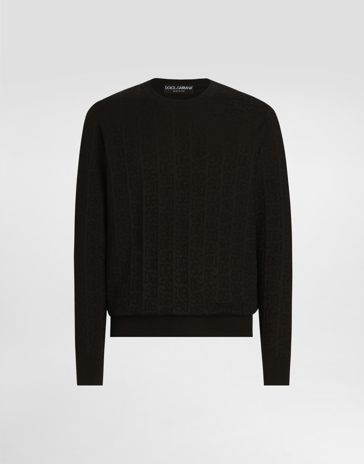 Sveter Dolce & Gabbana Dolce & Gabbana Silk Round-Neck Sweater with DG Logo Embroidery Čierna | GXX02TJBSKEN0000, 0