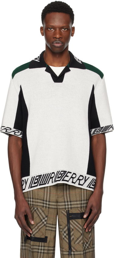 Sveter Burberry Burberry Logo Trim Wool Polo Biela | 8110074, 0