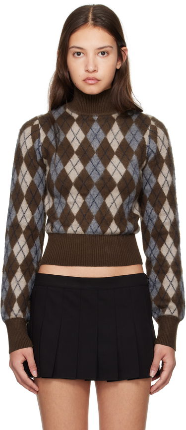 Sveter GUIZIO Guizio Delia Argyle Cropped Turtleneck Sweater Hnedá | H24603S047, 0