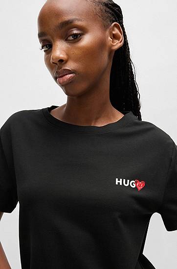 Tričko BOSS HUGO Pyjama T-Shirt with Logo Print Čierna | 50534300, 1