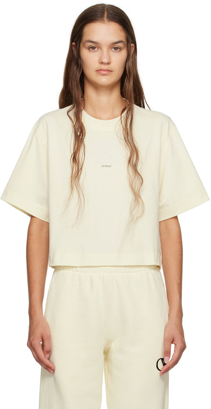 Tričko Off-White Small Arrow Pearls T-Shirt Béžová | OWAA090F23JER0026110, 0