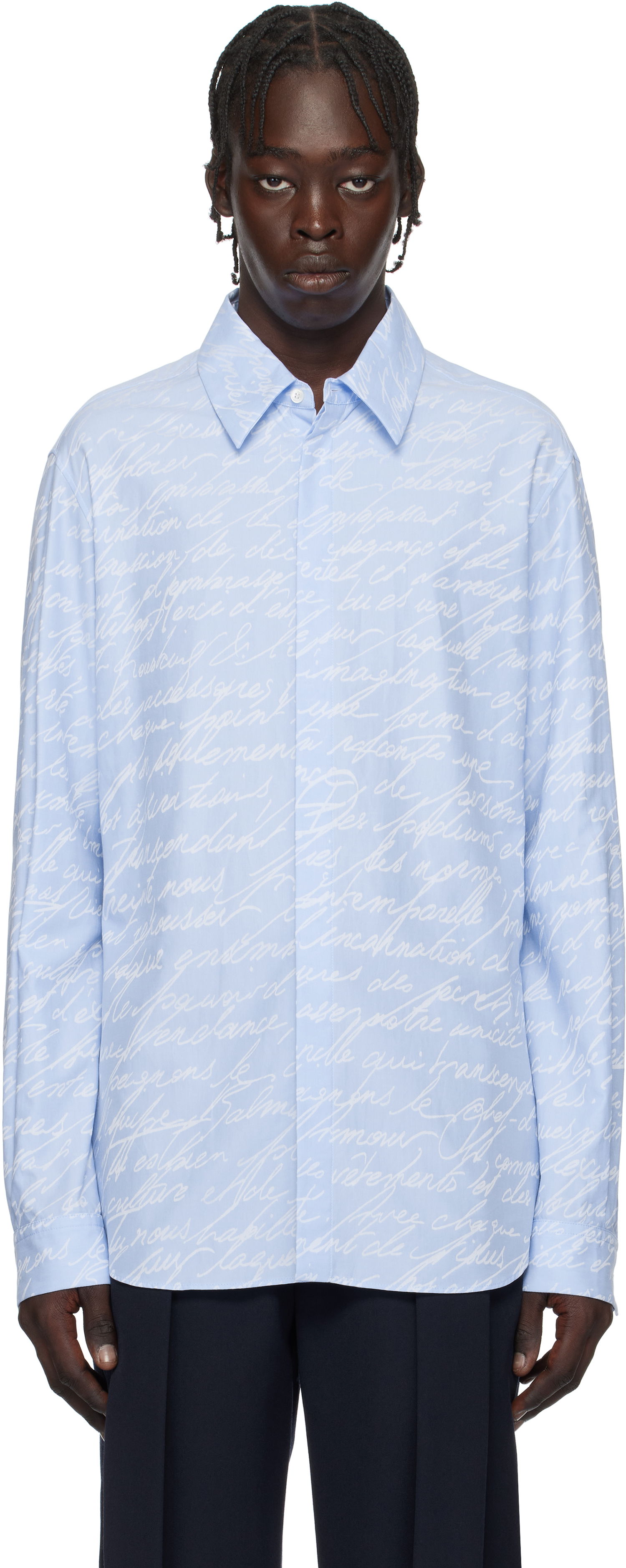Košeľa Balmain Love Letter Print Shirt Modrá | EH1HS405CF82, 0