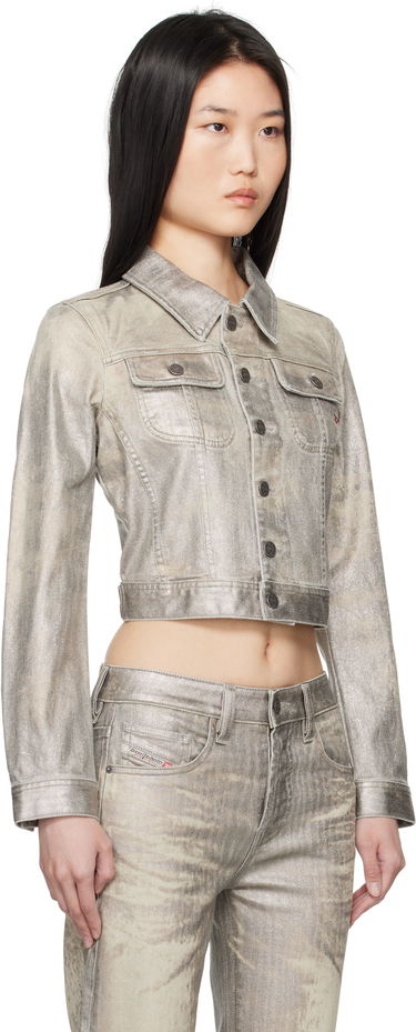 Džínsy Diesel Metallic Denim Crop Jacket Metalická | A14796 0CBCZ DE-SLIMMY-S1 VESTE, 1