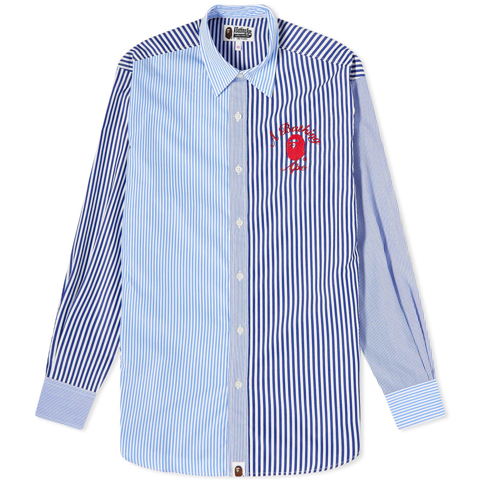 College Multi Striped Oversized Shirt Blue