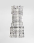 Lurex Raschel Tweed A-Line Mini Dress With Branded Buttons