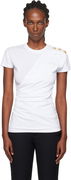 Balmain Short-Sleeved Draped Jersey T-shirt with Buttons