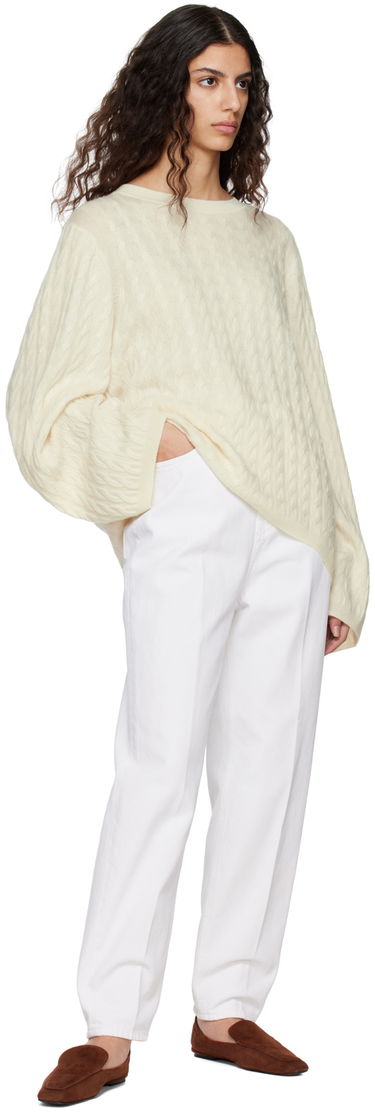 Sveter TOTEME TOTEME Crewneck Cable Knit Sweater Biela | 212-569-751, 3