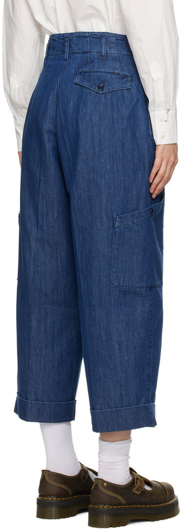 Džínsy YMC Pleated Wide-Leg Jeans Modrá | Q4WAF, 2