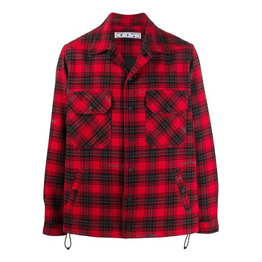 Košeľa Off-White Arrows Print Cotton Jacket Červená | OMEM001E20FAB0012510, 0