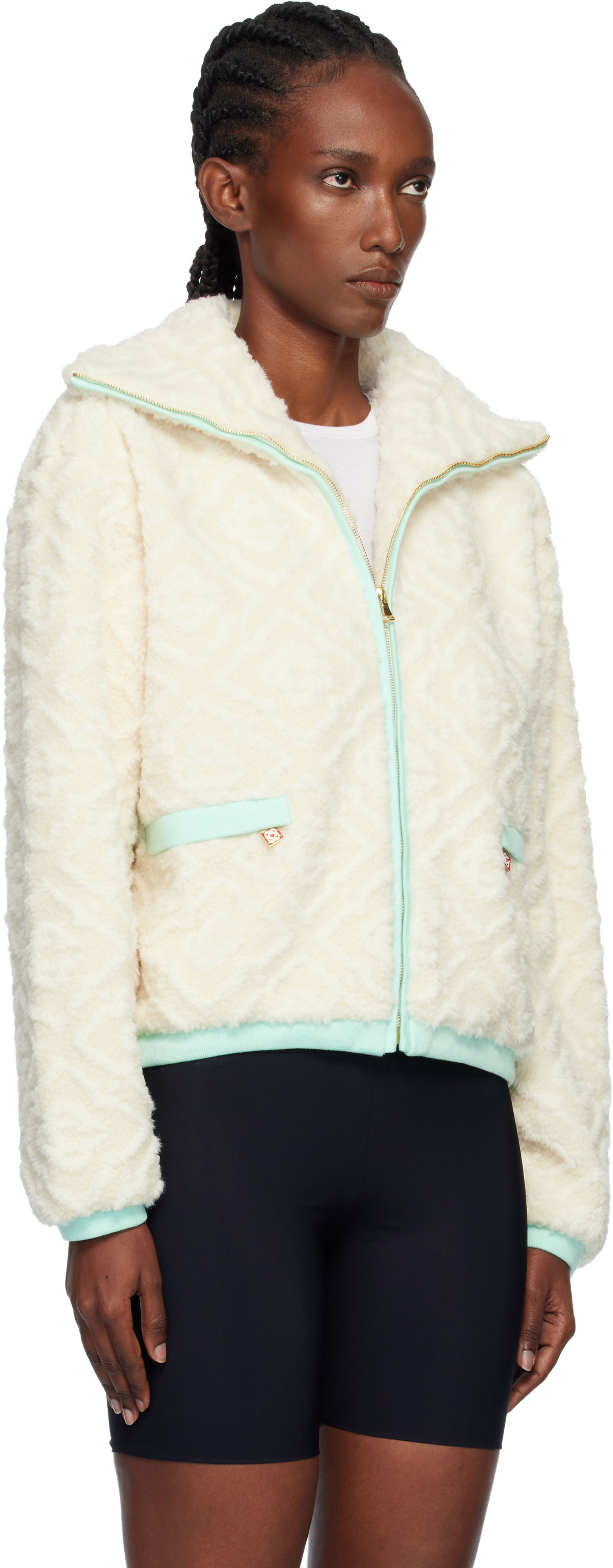Bunda Casablanca Monogram Jacquard Fleece Jacket Biela | WPF25-JK-390-01, 1