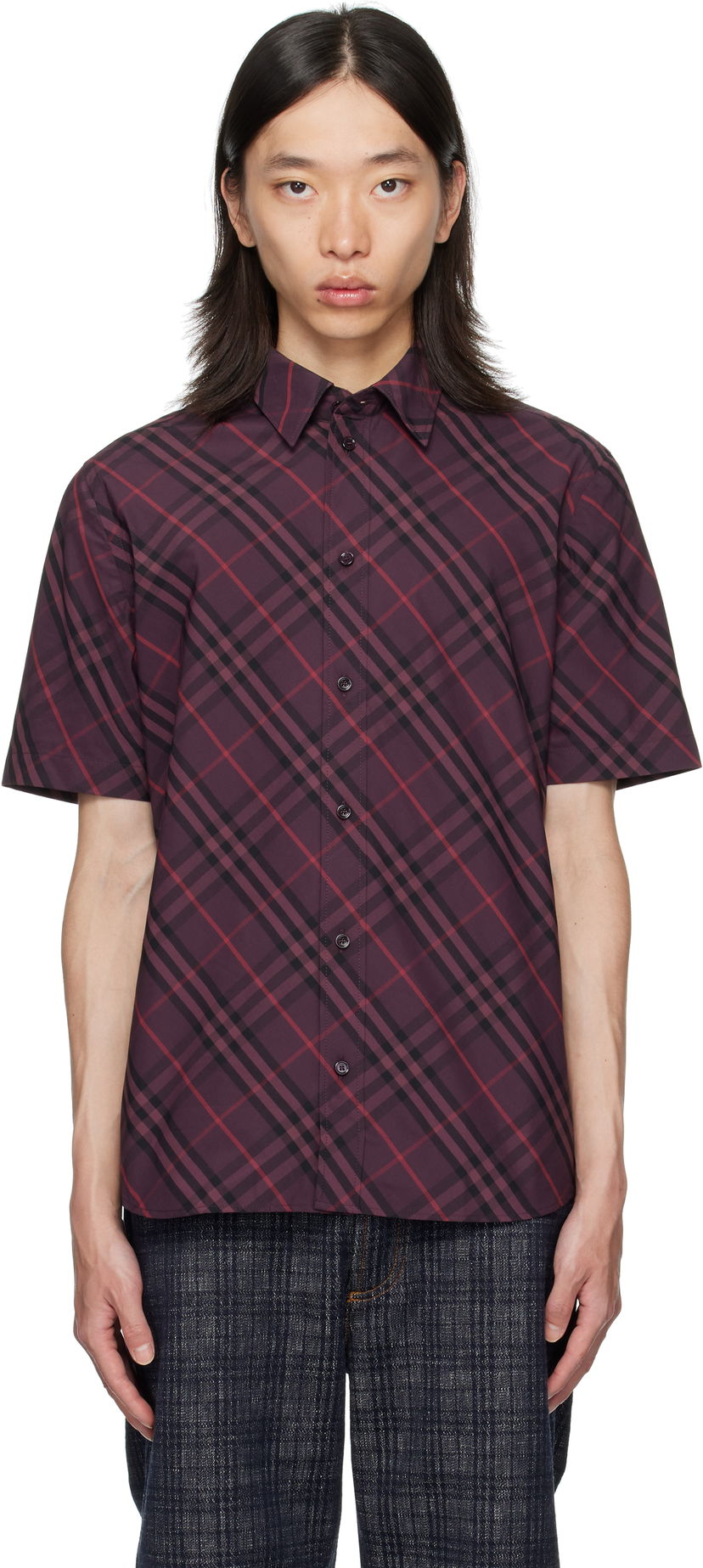 Košeľa Burberry Burberry Robert Check Short Sleeve Shirt Vínová | 8115157